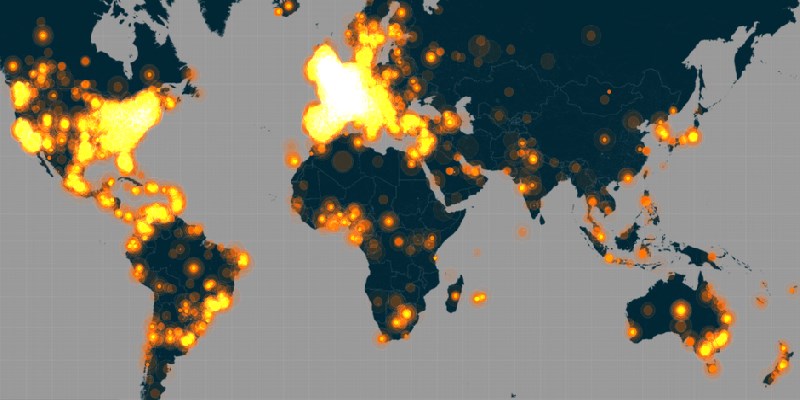 CartoDB visualisation of #JeSuisCharlie on 7 January 2015